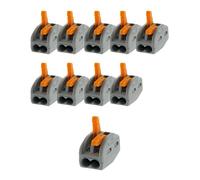 Wago, Borne à Levier Série 222, Sachet de 10, 2 Entrées, Compatible Fils Rigides, Semi-Rigides et Souples 0,08-4 mm², Tension 400V, Courant 32A, Longueur Dénudage 9-10mm, Connexion Sécurisée et Rapide