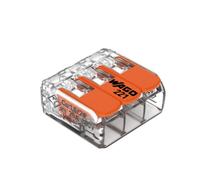 Wago, Borne à Levier 3 Entrées Série 221, Sachet de 10, Compatible Fils Rigides, Semi-Rigides et Souples 0,14-4 mm², Tension 450V, Courant 32A, Longueur Dénudage 11mm, Installation Rapide et Sécurisée