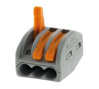 Wago, Borne à Levier 3 Entrées Série 222, Sachet de 10, Pour Fils Rigides, Semi-Rigides et Souples 0,08-4 mm², Tension 400V, Courant 32A, Longueur Dénudage 9-10mm, Connexions Électriques Sécurisées