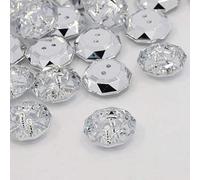 sachet de 10 boutons fantaisies strass ronds couleur transparent 18mm - 2 trous 1,5mm