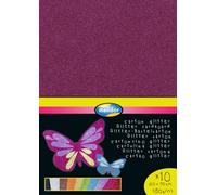Sachet de 10 feuilles de carton pailleté 1 face, 280 g/m², 0,50m x 0,70m, coloris assortis (10 teintes)