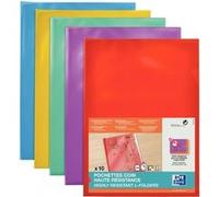 Sachet de 10 pochettes coin en PVC lisse 15/100ème assortis - assortis G