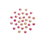 Sachet de 100 perles rondes acrylique sans trou rose/jaune nacrées non percée 8mm