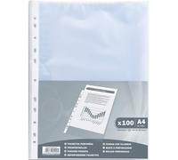 Sachet de 100 pochettes perforées A4 en polypropylène grainé 3,8/100e