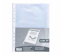 Sachet de 100 pochettes perforées polypropylène grainé 3,8/100e - A4