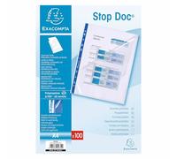 Sachet de 100 pochettes perforées Stop doc ouverture en coin - polypropylène lisse 6/100e - A4