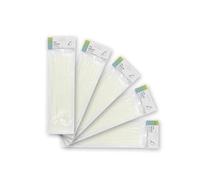 Sachet de 100 serre-câbles blancs 2,5 x 150 mm 100% nylon 66, résistants et durables, parfaits pour organiser les câbles et les structures.