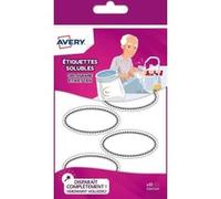 Avery Étiquettes solubles SOLUB18 ovales 55 x 29 mm Pack de 18 Blanc