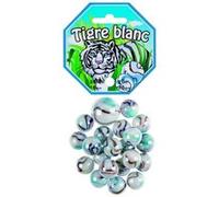 Sachet De 20 Billes De 1.6 Cm + 1 Callot De 2.5 Tigre Blanc - Jeu De Recreation