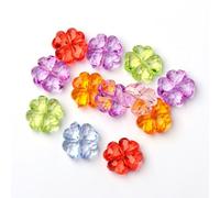 Sachet de 20 perles acrylique translucide forme quatre trèfles sans trou couleur aléatoire 17mm - création