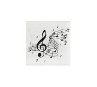 Sachet de 20 Serviettes Musique CLÉ DE SOL Blanches 33x33cm