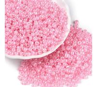 SACHET DE 32g ENVIRON 450 PERLES DE ROCAILLES ROSE DIAMETRE 4mm 6/0- CREATION PERLES