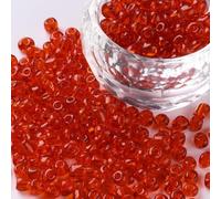 SACHET DE 32g ENVIRON 450 PERLES DE ROCAILLES ROUGE TRANSLUCIDE DIAMETRE 4mm 6/0 - CREATION PERLES