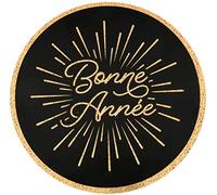 Sachet de 4 Sets de Table Bonne Année 34cm, étincelant Noir/Or