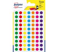 Avery – Pastilles 420, planche A6, assorties, 8 mm