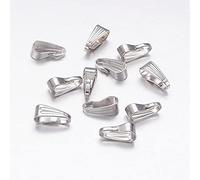 Sachet de 50 bélières fermoirs attaches pendentifs métal couleur argenté 9x3,5mm