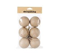 Sachet de 6 boules avec cordon doré 6cm - Kraft