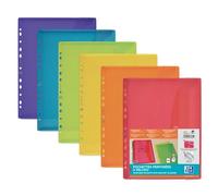 Sachet de 6 pochettes perforées Oxford à velcro® a4 polypro lisse épaisseur 20/100ème coloris assortis
