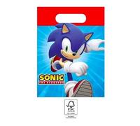 Sachet de fête en papier - PROCOS - Sonic the Hedgehog - 4 pièces - Visuel Sonic bleu - Pour enfant