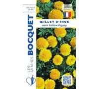 Sachet de graines de Oeillet d'Inde nain Yellow Pigmy jaune citron - 1,2 g - fleur annuelle - LES GRAINES BOCQUET