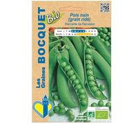 Sachet de graines de Pois Nain Merveille De Kelvedon - Bio- Certifiées ECOCERT FR-BIO-01-100g - Les GRaines Bocquet