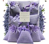 Sachet de Lavande en Jute Doublée - 12 Sachets Couleur Lavande sans OGM Remplis à la Main - Petit Sac pour Placards, Linge, Armoire - Fleurs de Haute Provence - Nouvelle Récolte