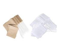 Sachet de Thé Jetable,200 Pièces Sachets de Filtre à Thé à Remplir,Sac pour Infuseur à Thé Vide avec Cordon,pour Thé en Vrac et Herbes 6x8cm, 100pcs couleur naturelle et 100pcs blanc