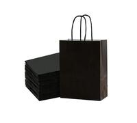 Sachet En Papier Avec Poignée 10/24Pcs Kraft Paper Bags 16x22x8cm Reusable Bag With Handle For Birthday Party Wedding Christmas Shopping(Black,10pcs)