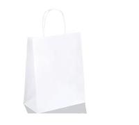 Sachet En Papier Avec Poignée 10/30/50pcs Holiday Party Bag With Handle Jewelry Shopping Bag Christmas Marriage Colored Paper Bag(White,50PCS)