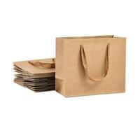 Sachet En Papier Avec Poignée 10Pcs Kraft Paper Bags Birthday Party Wedding Favors For Guests Christmas Candy Cookie Packaging Supplies(18.8x22cm)