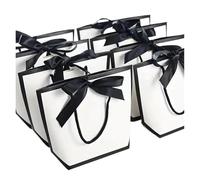 Sachet En Papier Avec Poignée 10pcs Ribbon Bow White Pardboard Paper Tote Bags With Handles Shopping Party Wedding Party Birthday Bags