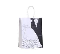 Sachet En Papier Avec Poignée 12/24Pcs Bride And Groom Paper Bag With Handle Wedding Dress Candy Favor Portable Packaging Bag(Color1,24pcs)