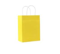 Sachet En Papier Avec Poignée 5-50Pcs Paper Bags With Handles Kraft Brown Paper Party Favors Bags For Birthday Wedding(Yellow,5 Pcs)