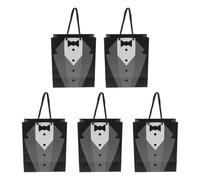 Sachet En Papier Avec Poignée 5Pcs Black Handled Paper Bags Shopping Wrapping Tote Black Tuxedo Creative Bridegroom
