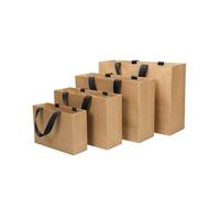 Sachet En Papier Avec Poignée 8pcs Shopping Bags Ribbon Handles Paper Bags For Christmas Wedding Clothes Shoes Box Packaging(Brown,43x31cmx14cm)