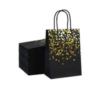 Sachet En Papier Avec Poignée Bronzing Love Kraft Paper Bags With Handles Candy Cookie Snacks Bags Wedding Birthday Party Christmas Decoration(Black,10PCS)