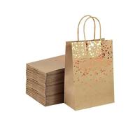 Sachet En Papier Avec Poignée Bronzing Love Kraft Paper Bags With Handles Candy Cookie Snacks Bags Wedding Birthday Party Christmas Decoration(Brown,10PCS)