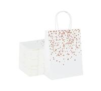 Sachet En Papier Avec Poignée Bronzing Love Kraft Paper Bags With Handles Candy Cookie Snacks Bags Wedding Birthday Party Christmas Decoration(White,10PCS)