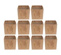 Sachet en Papier Kraft Carré 10 Pièces à Poignées Renforcées | Emballage Présent Kraft, Fond Autoportant, pour Bouquets et Bonbons, Usage Boutique ou Stand