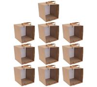Sachet en Papier Kraft Carré Marron, 10 Pièces, à Main