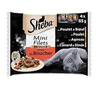 Sachet Fraicheur Mini Filet Sauce Sélection Boucher 340G pour Chat - Nourriture Humide Premium en Portion Individuelle Sans Marque 340G - Recette Gourmande pour Chat de Qualité Boucherie - Le Lot De 4