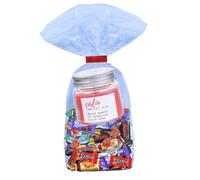 Sachet garni d'un assortiment de 30 bonbons au chocolat Kinder, Daim, Milka, Célébrations & sa bougie ""Câlin"" | Idée Saint Valentin