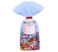 Sachet garni d'un assortiment de 30 chocolats Kinder, Daim, Milka, Célébrations & sa bougie ""Bisou"" | Idée cadeau Saint Valentin