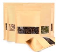 Sachet Kraft Alimentaire Avec Fenetre 200 Pièces, Sachet Zip Réutilisables 20x30 cm Pour Les Graines et Les Noix