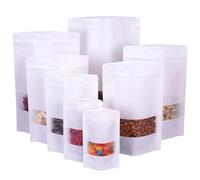 Sachet Kraft Alimentaire, Sachet Kraft, Sachet Kraft avec Fenetre, Pochette Kraft, Papier Kraft Alimentaire pour Noix, Bonbons, Grains de Café, Feuilles Thé Blanc 11x17cm 50pièces