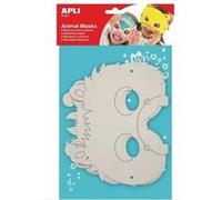 APLI Masques en carton 13684 – Lot de 6 animaux à colorier et personnaliser pour fête