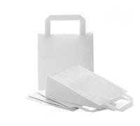 Sachet papier blanc avec poignées, 100 pièces: pochette cadeau Noël, emballage alimentaire Avent, sac carton réutilisable, petit paquet DIY créatif, décoratif fête, 18 x 8 x 22 cm