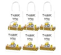 Sachet Papier Kraft Lot de 6/12/24 sacs fête construction avec poignée, décoration d'anniversaire for camion, à friandises en forme d'excavatrice(21x16x8cm 6pcs)