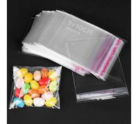Sachet Plastique Transparent 300Pcs Sachet Bonbon 7x8+2cm Cellophane Transparent Auto-Adhésive Pochon Plastique OPP Pour Flyers Party Wedding Gift Bags Artisanat d'épingles à cheveux