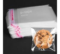 Sachet Plastique Transparent 300Pcs Sachet Bonbon 8x8+2cm Cellophane Transparent Auto-Adhésive Pochon Plastique OPP Pour Flyers Party Wedding Gift Bags Artisanat d'épingles à cheveux